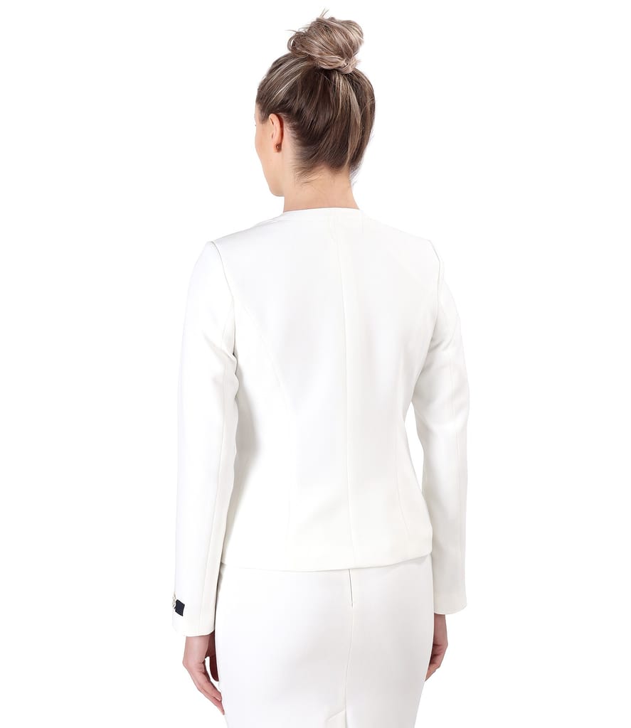 Sacou din stofa elastica cu pasmanterie la terminatii