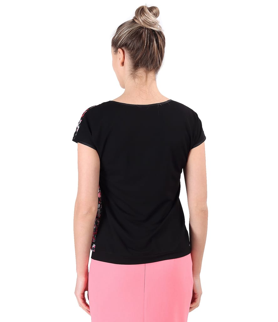 Bluza cu fata din voal imprimat cu motive florale