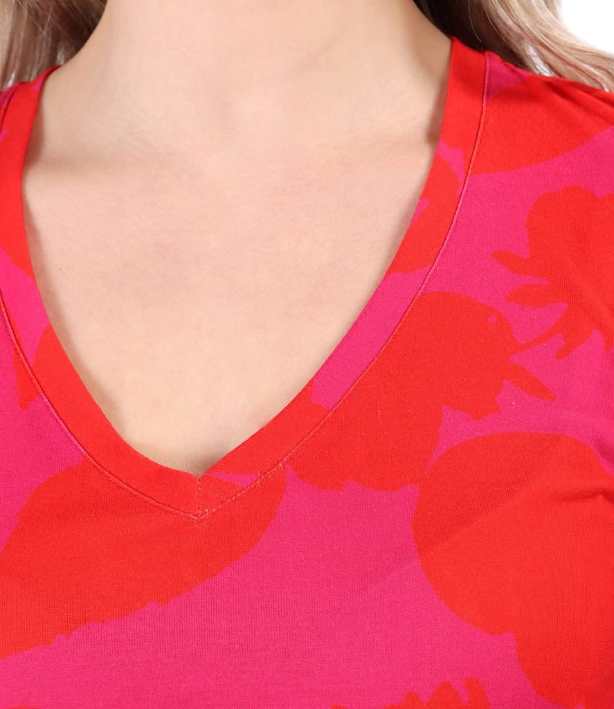 Bluza din jerse elastic subtire imprimat cu motive florale