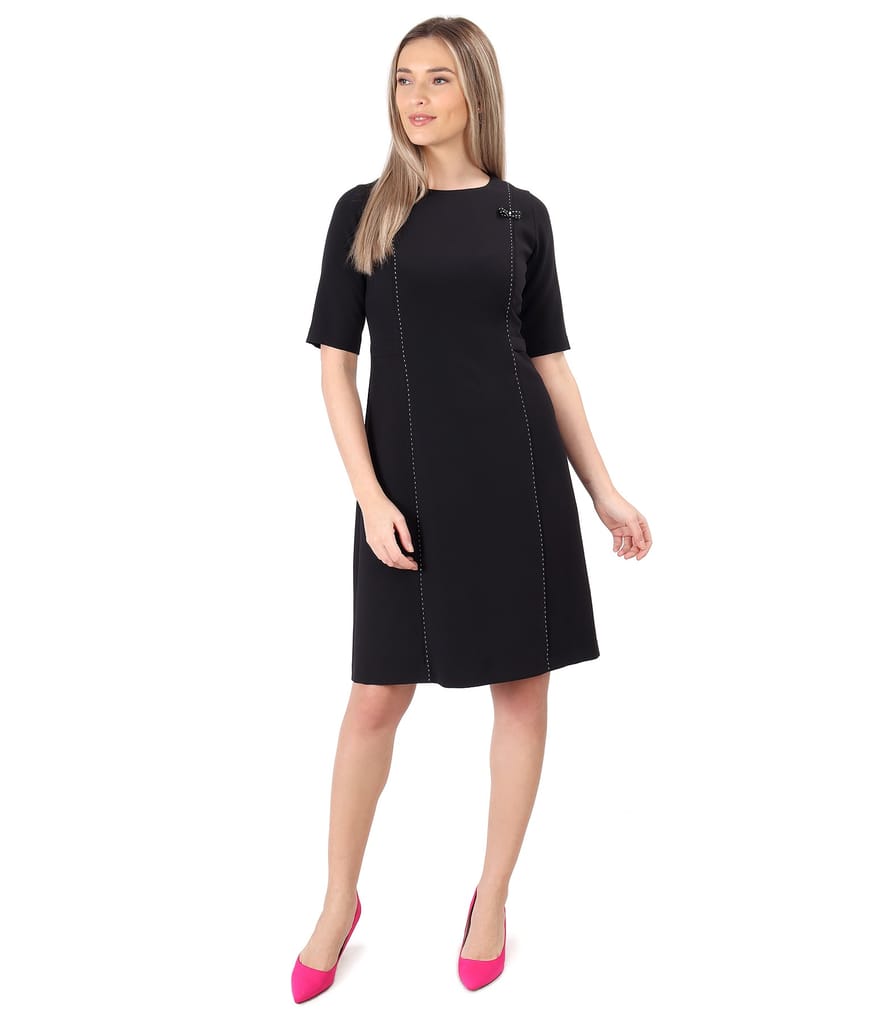 Rochie office evazata cu cusatura decorativa