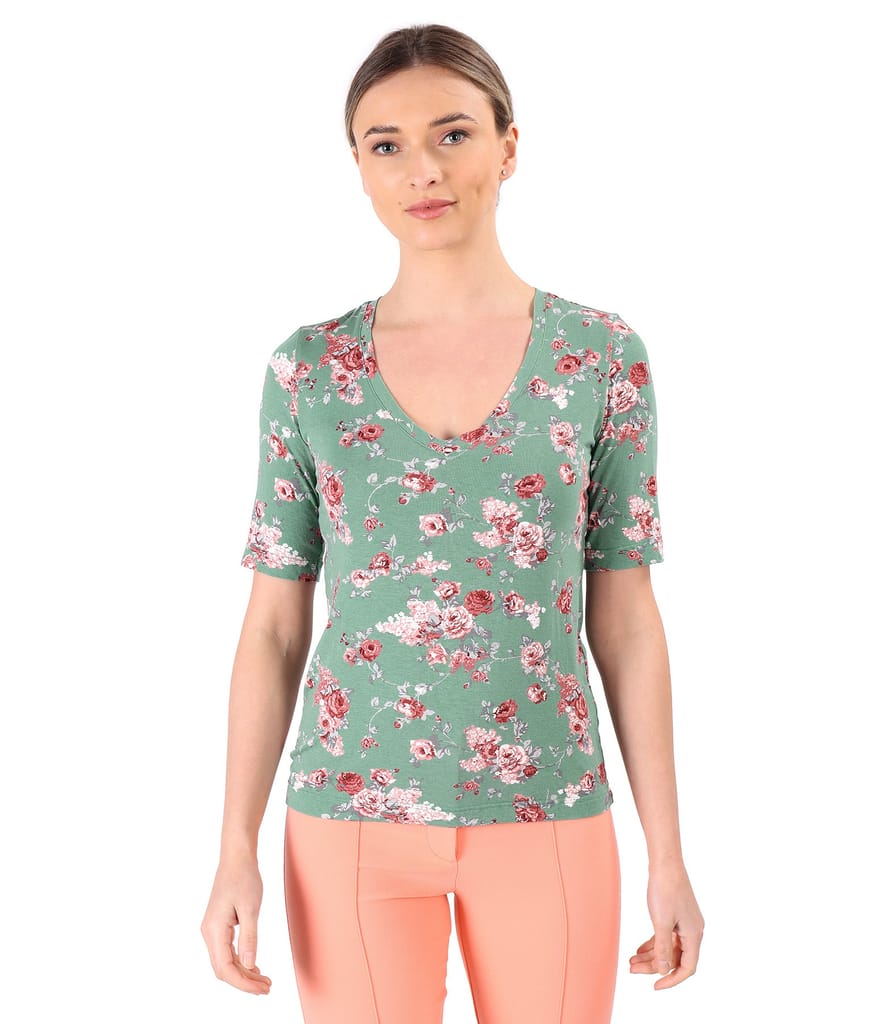 Bluza din jerse elastic imprimat cu motive florale