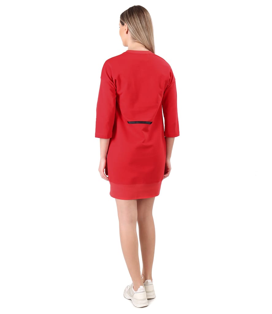 Rochie tip hanorac din bumbac cu buzunar pe fata