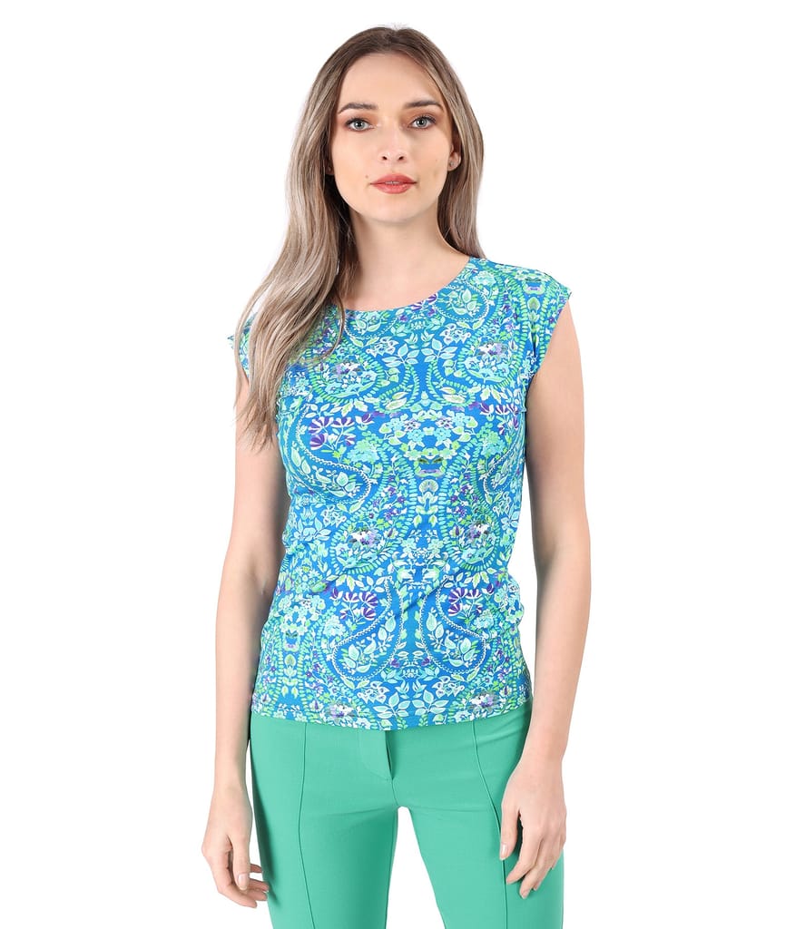 Bluza din jerse imprimat cu umeri cazuti