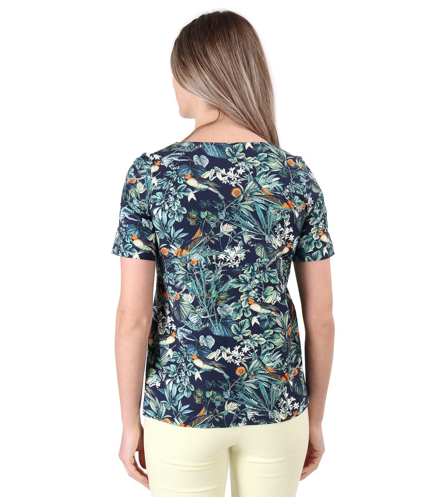 Bluza din bumbac elastic imprimat cu motive florale