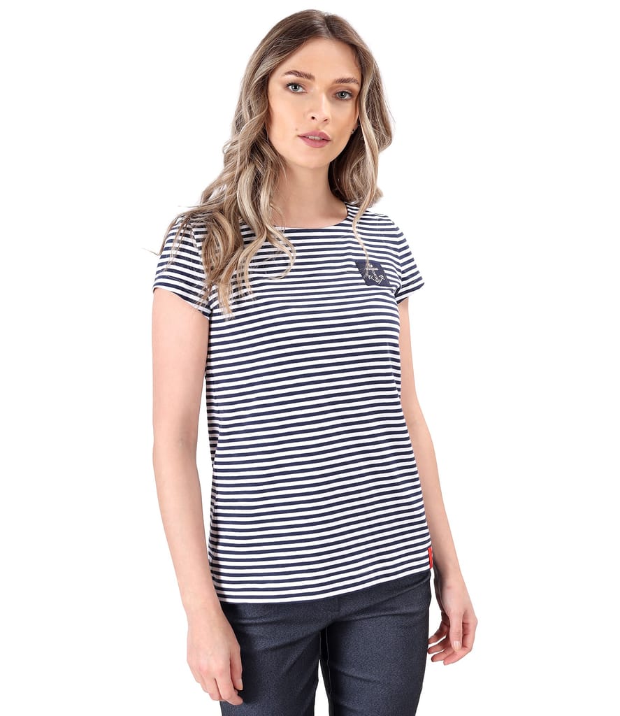 Bluza din jerse elastic cu dungi