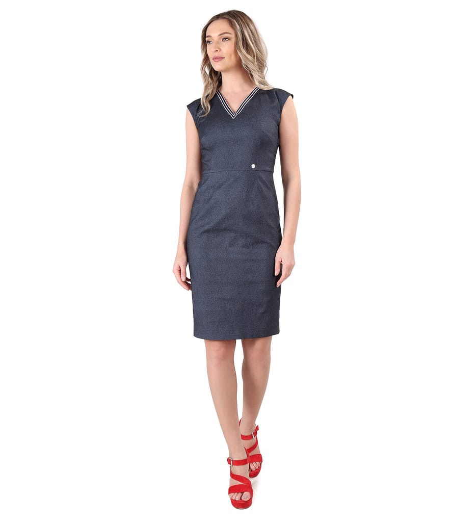 Rochie office din denim elastic
