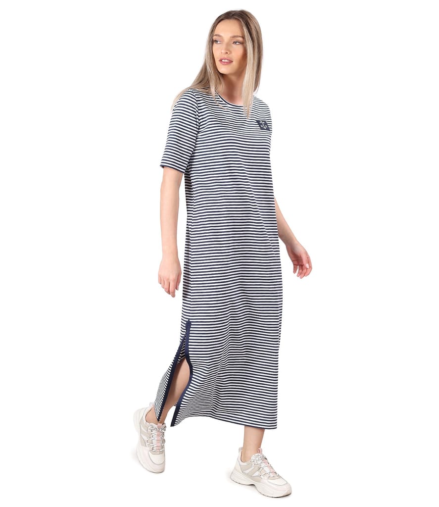 Rochie lunga din jerse elastic cu dungi