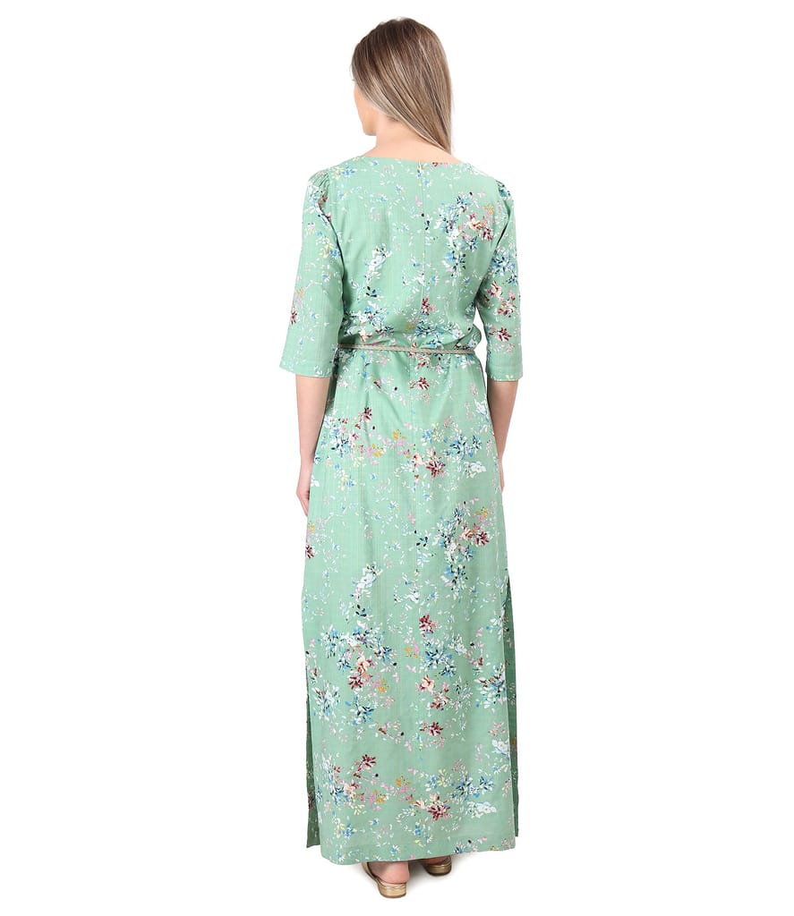 Rochie lunga din bumbac cu viscoza