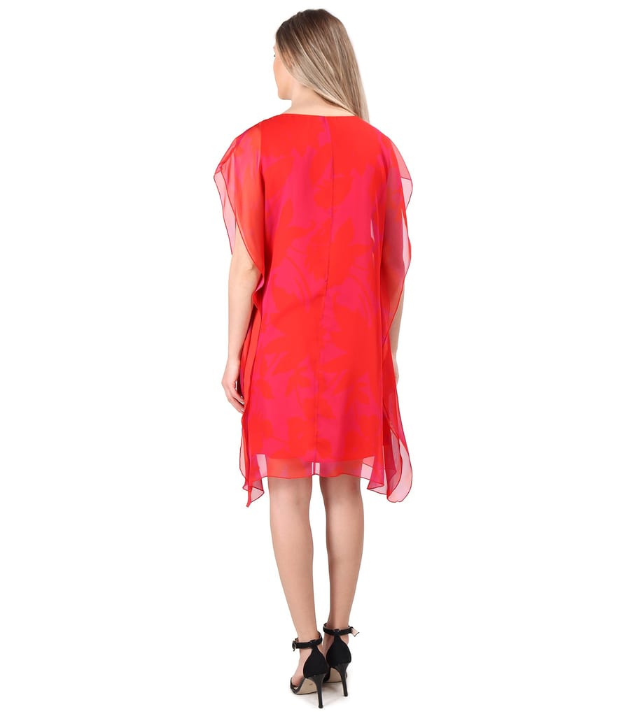 Rochie tip fluture din voal imprimat cu motive florale