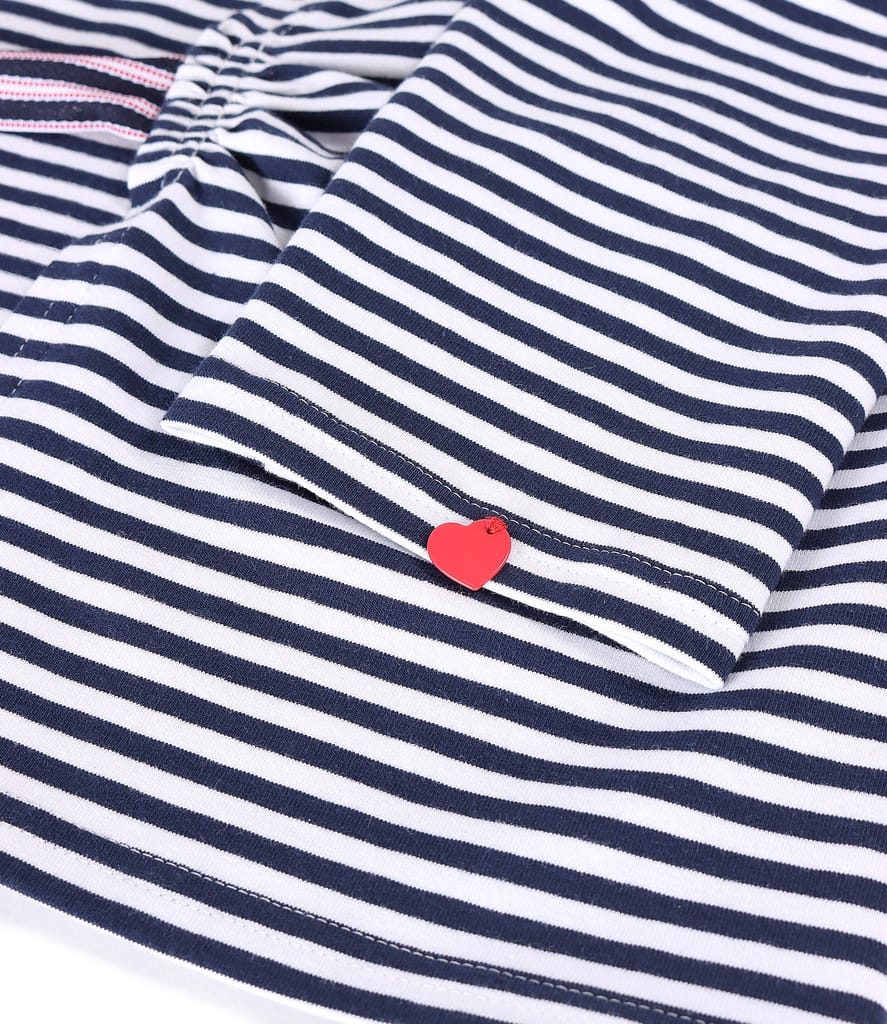 Bluza din jerse cu dungi legata cu cordon din rips