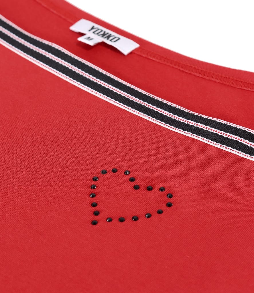 Bluza din jerse elastic cu banda de rips la decolteu