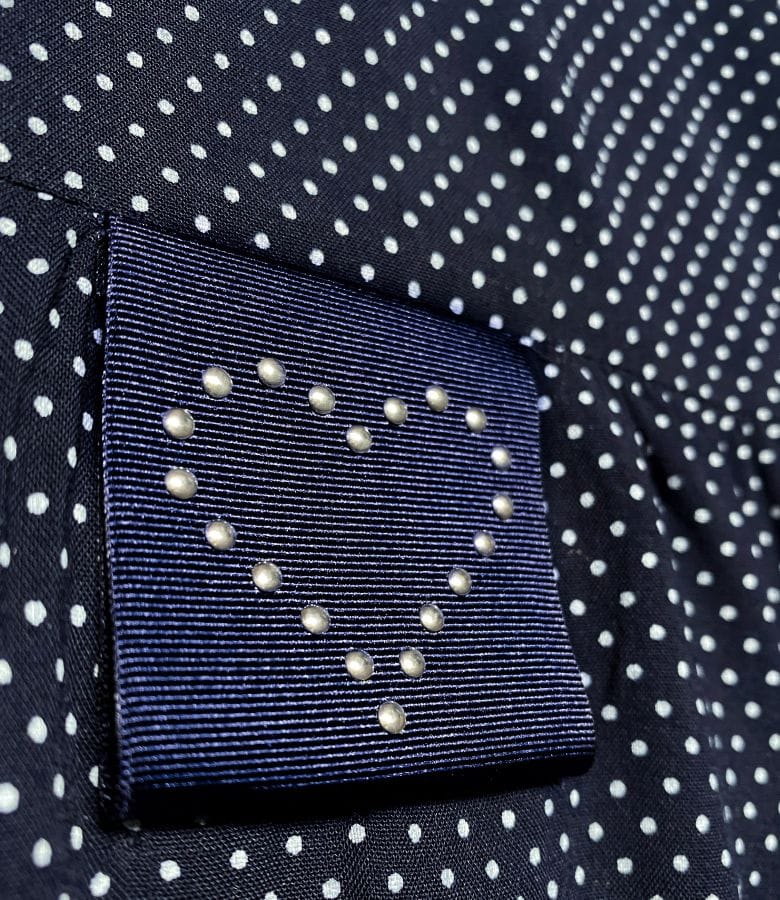 Rochie lunga cu volane din viscoza imprimata cu picouri