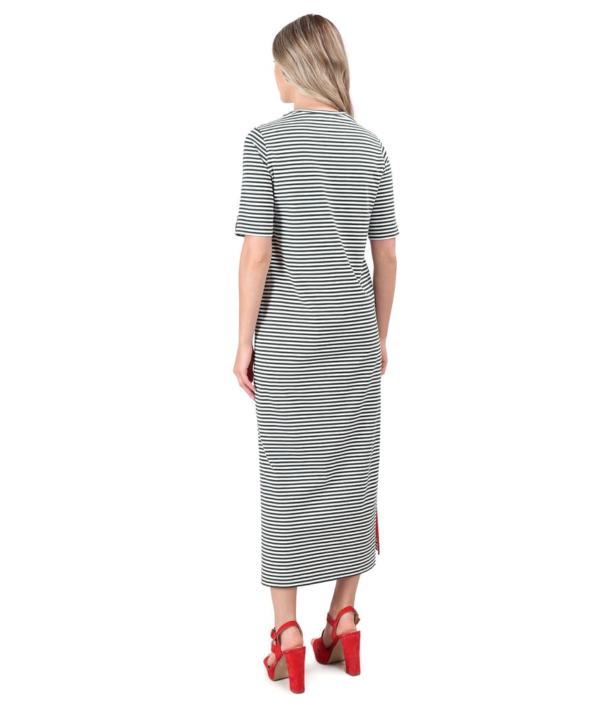 Rochie lunga din jerse elastic cu dungi