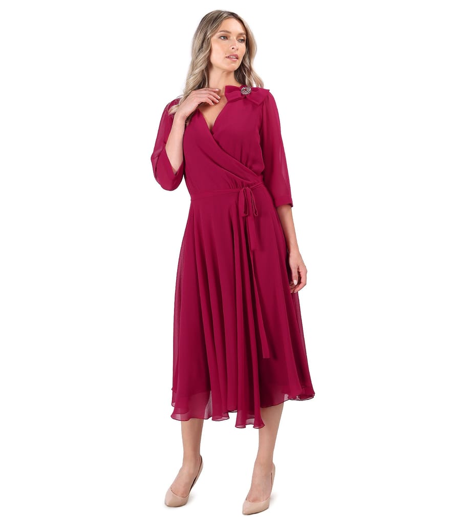 Rochie din voal cu brosa detasabila cu cristale