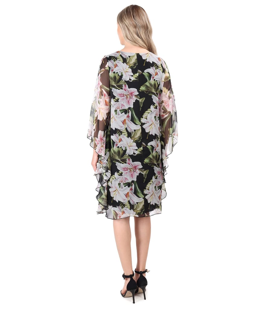 Rochie fluture din voal imprimat cu motive florale