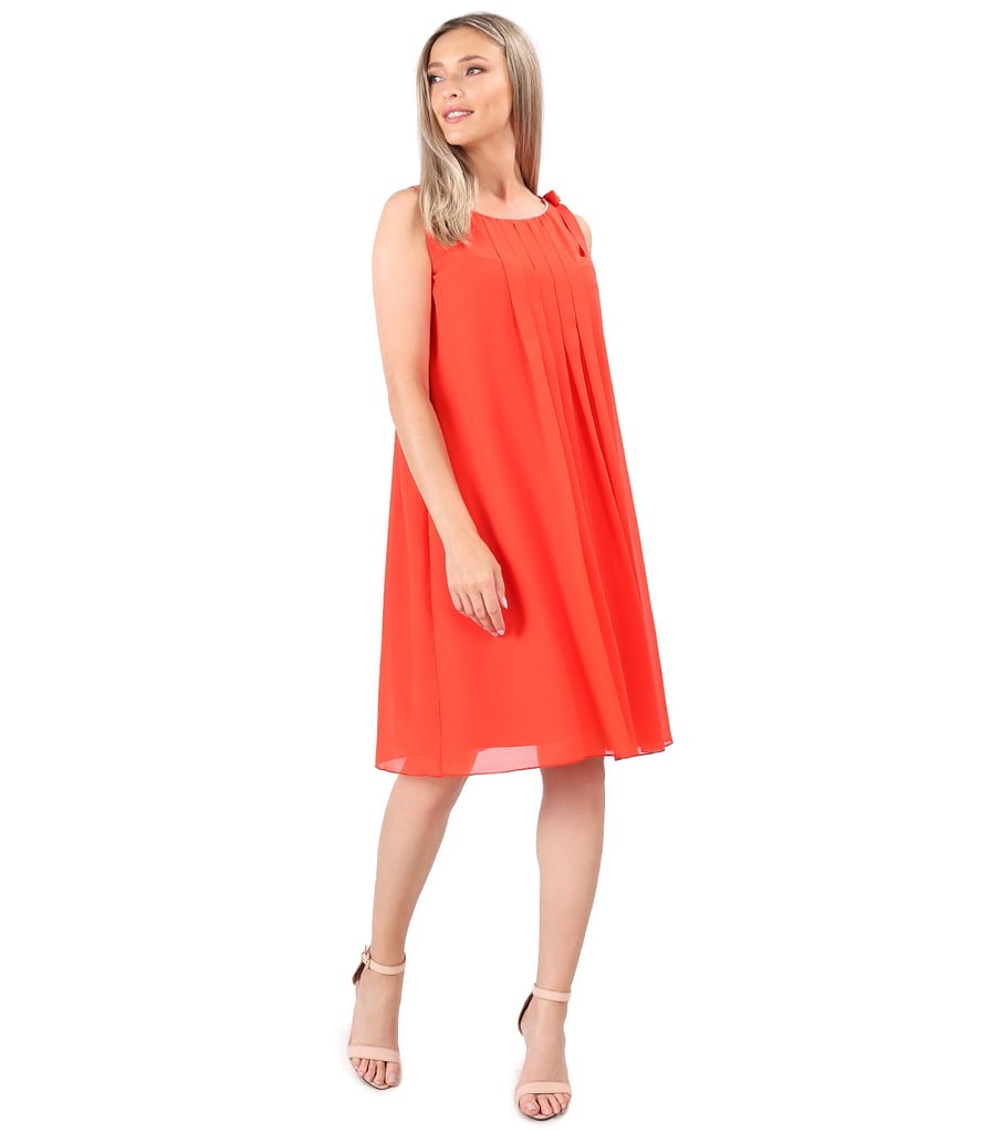 Rochie din voal cu falduri si cristale