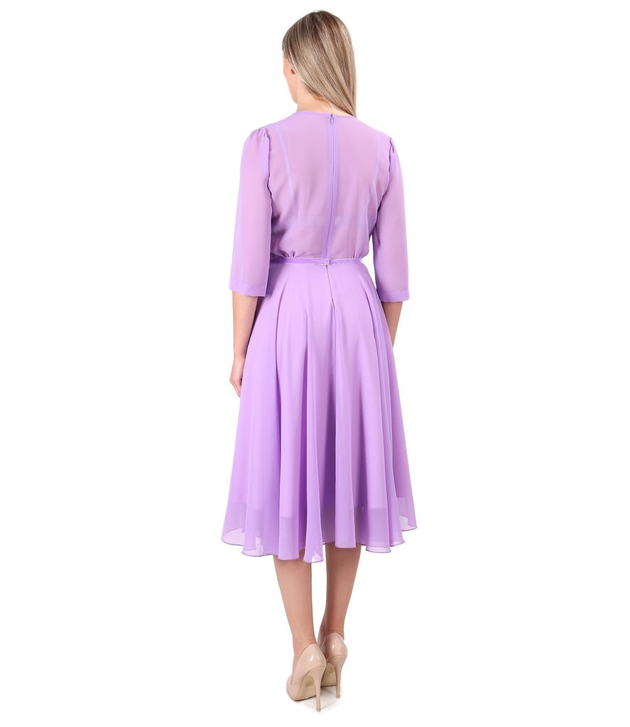 Rochie din voal cu funda in talie