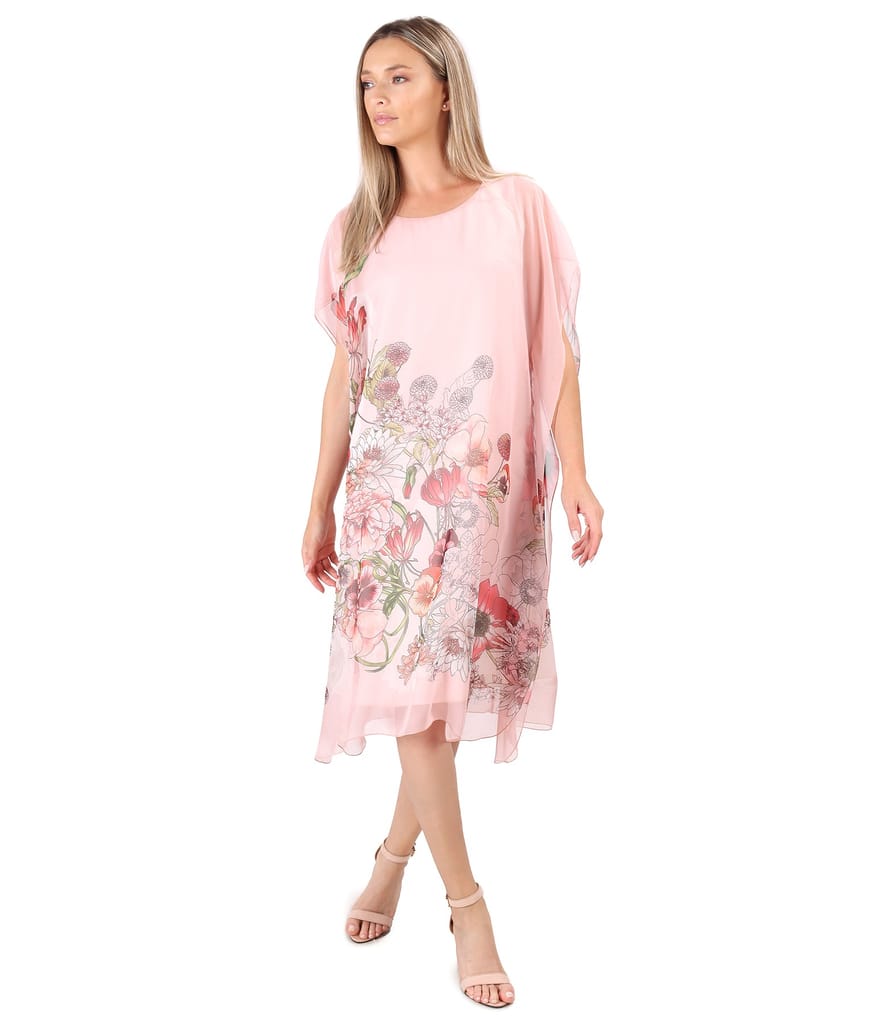 Rochie tip fluture din voal imprimat cu motive florale