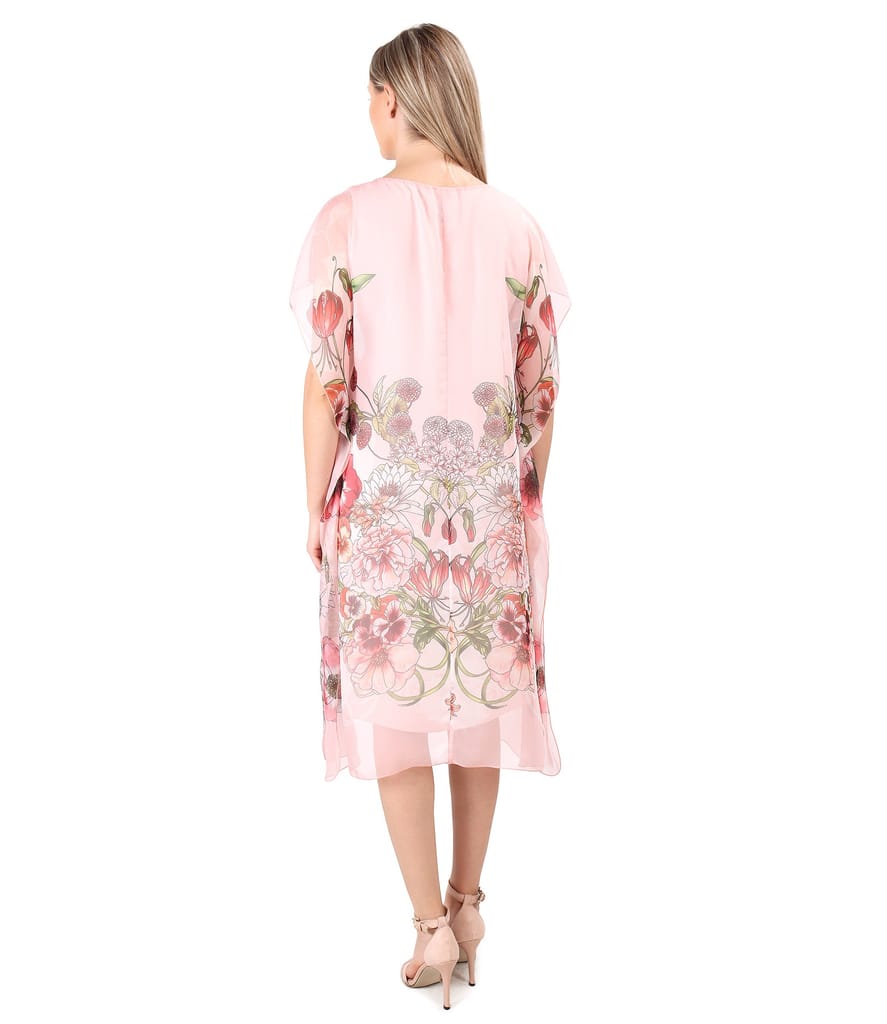 Rochie tip fluture din voal imprimat cu motive florale