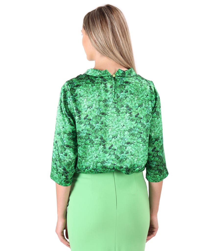 Bluza din matase naturala imprimata cu motive florale