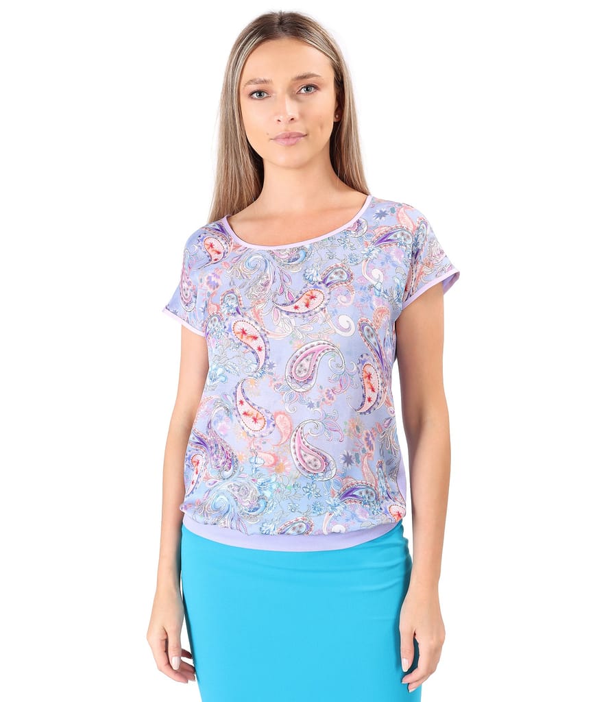 Bluza cu fata din serj de viscoza imprimata cu motive paisley