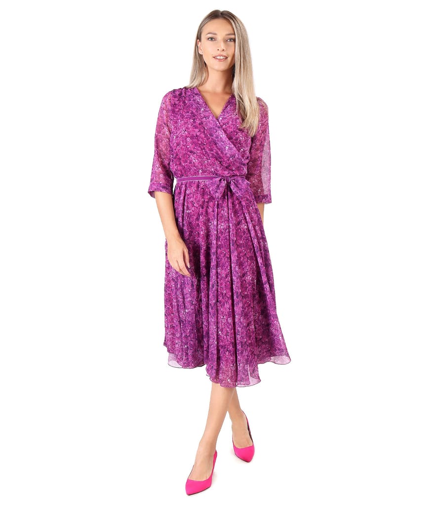 Rochie eleganta din voal cu funda in talie