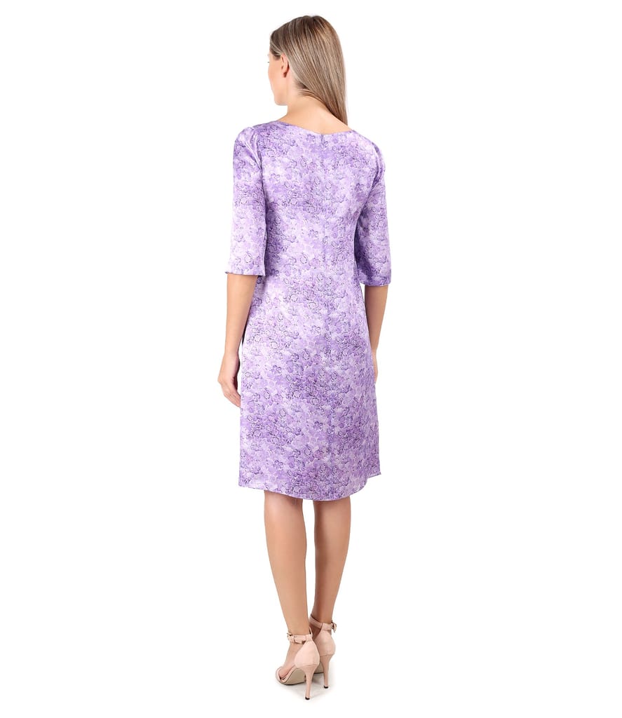 Rochie lejera din matase naturala plina satinata cu motive florale