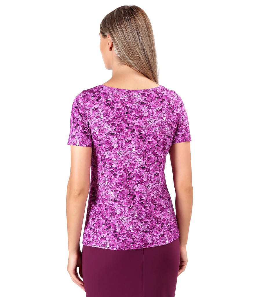 Bluza din jerse elastic imprimat cu motive florale
