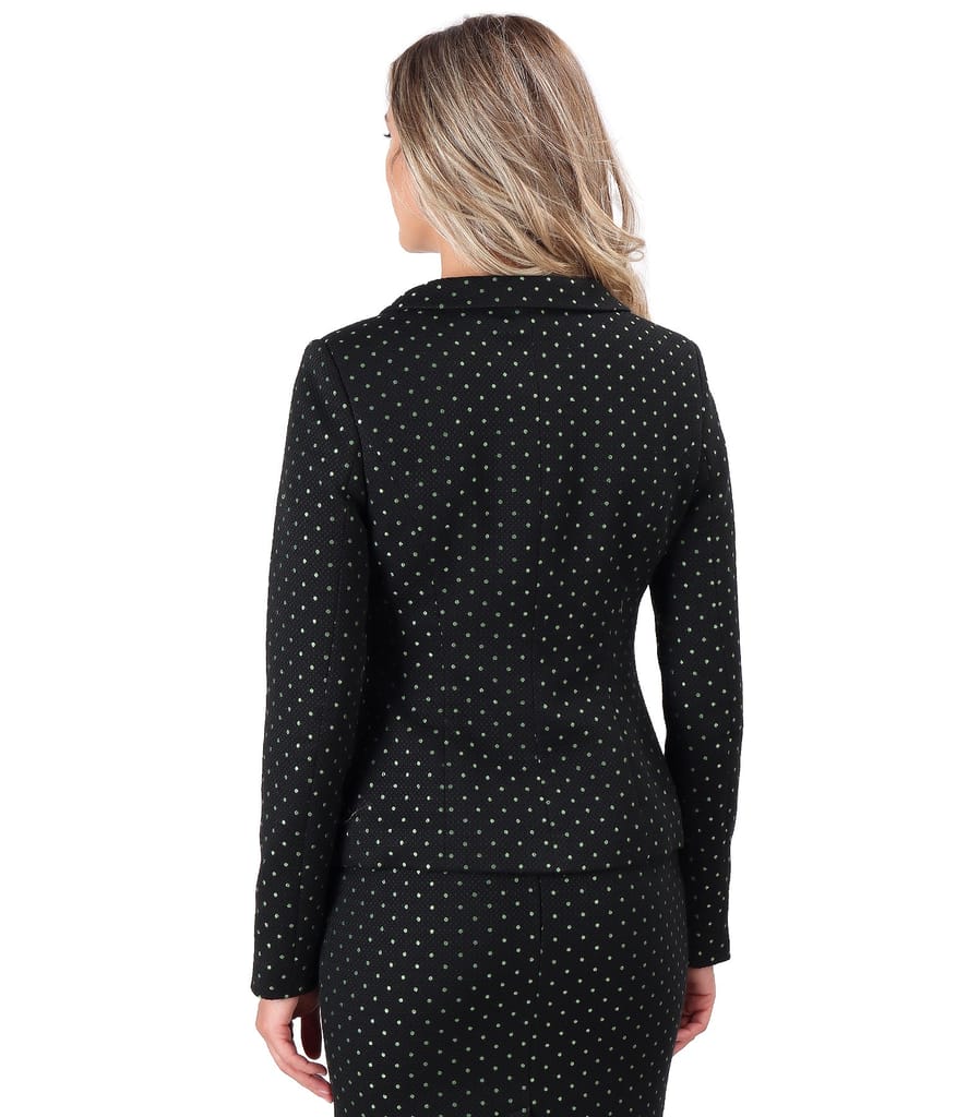 Sacou office din bumbac gros brocat cu brosa detasabila la decolteu