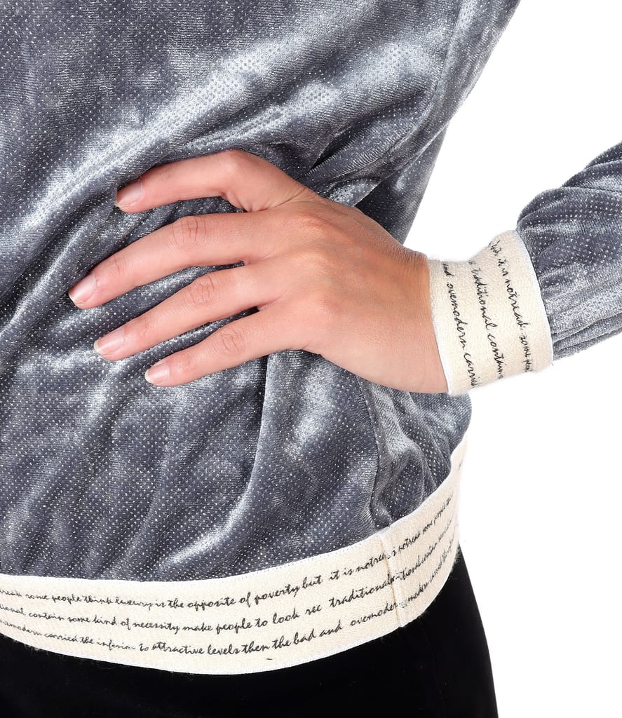 Bluza eleganta din catifea elastica cu fir metalic si elastic decorativ