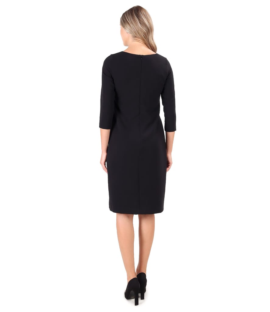 Rochie din stofa elastica decorata cu elastic auriu