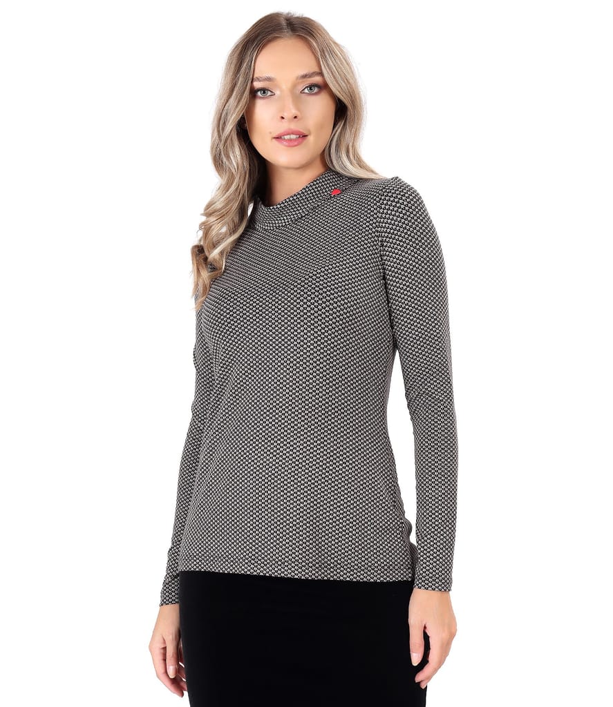 Bluza din jerse elastic cu maneci lungi