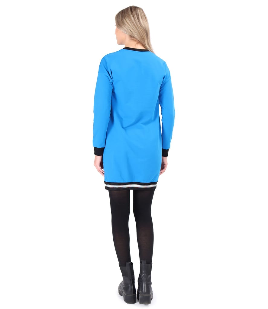 Rochie tip hanorac din bumbac elastic cu buzunar pe fata
