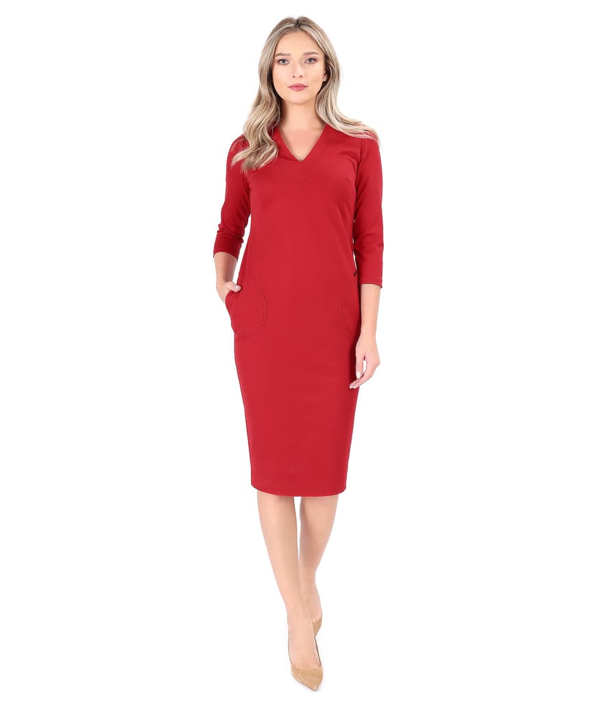 Rochie office midi din jerse elastic gros