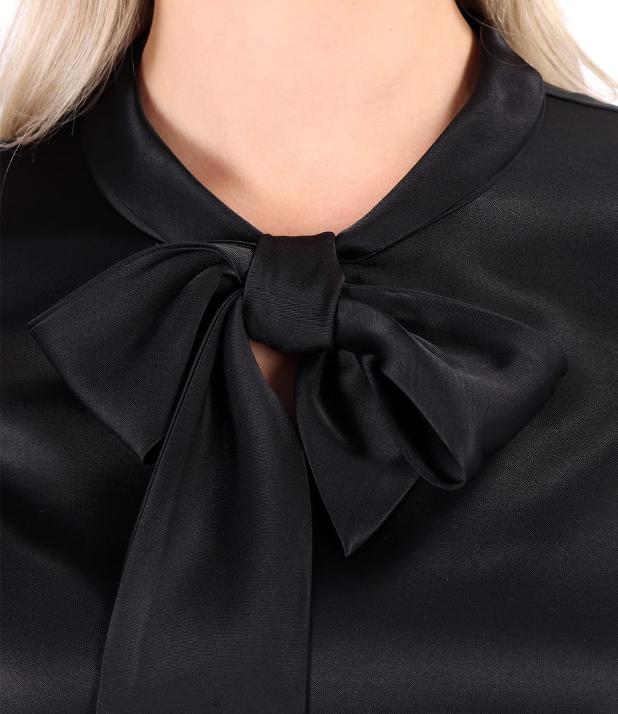 Bluza din saten de viscoza cu guler tip esarfa