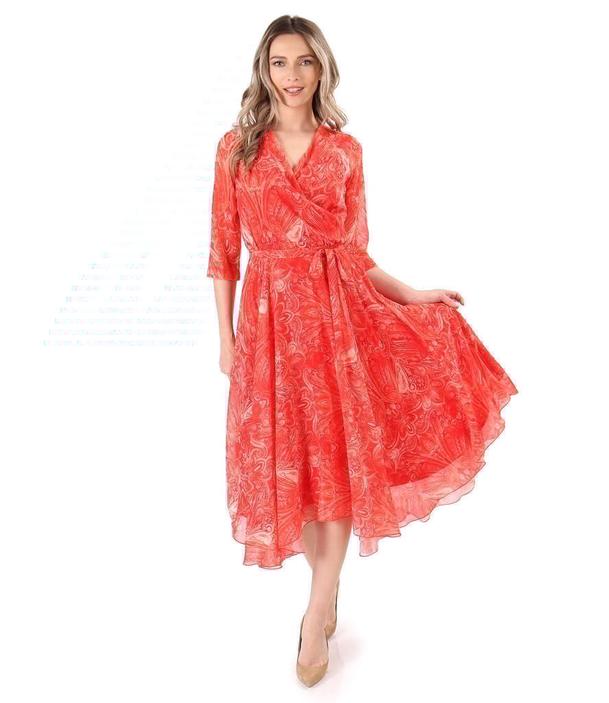 Rochie din voal imprimat cu motive paisley