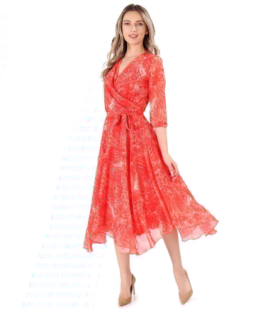 Rochie din voal imprimat cu motive paisley