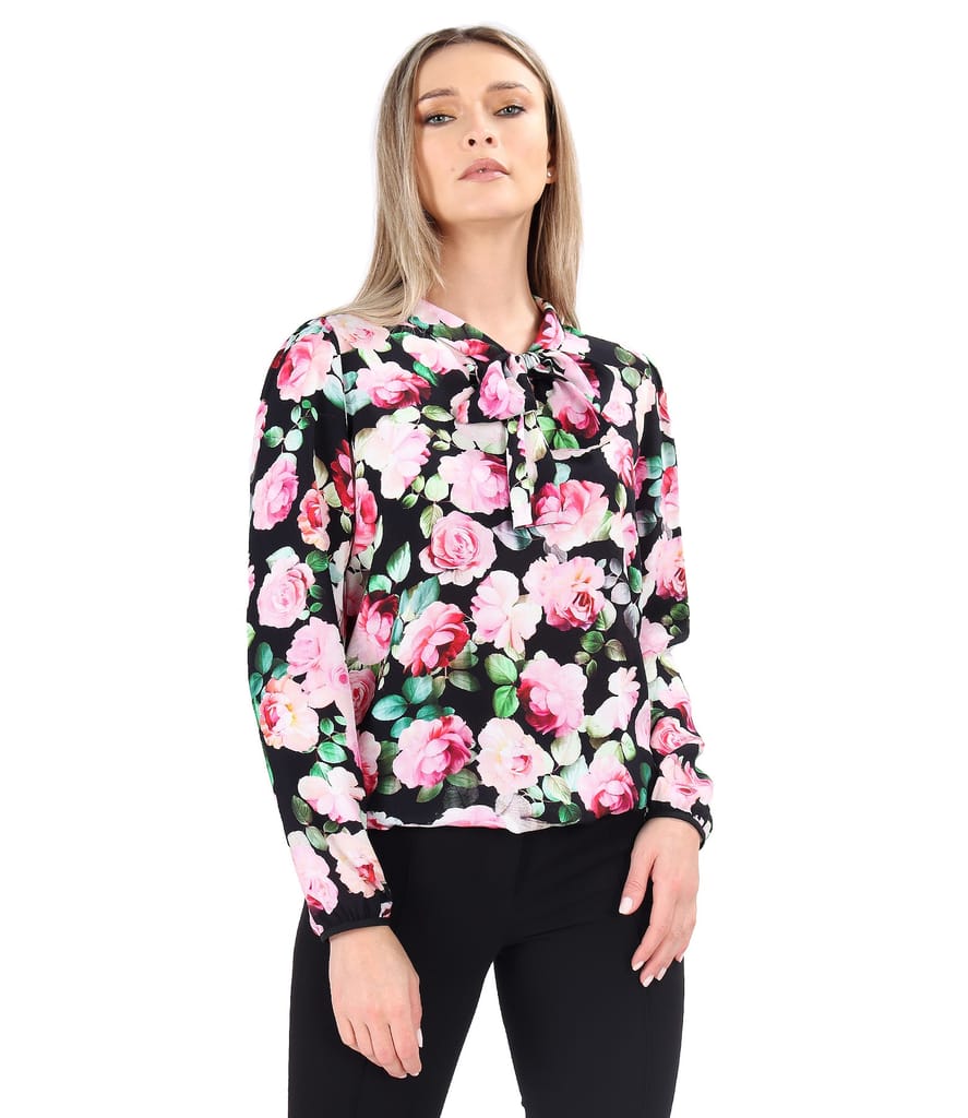 Bluza din saten de viscoza imprimata cu flori