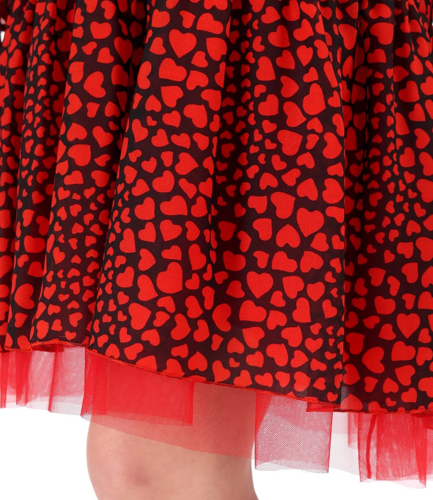 Rochie din voal cu volan din tul la terminatie