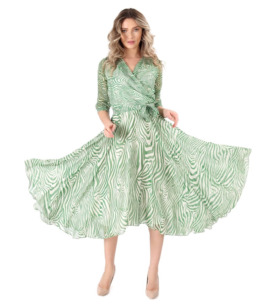 Rochie eleganta din voal cu funda in talie