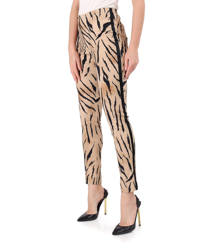 Pantaloni pana din bumbac elastic cu vipusca pe lateral