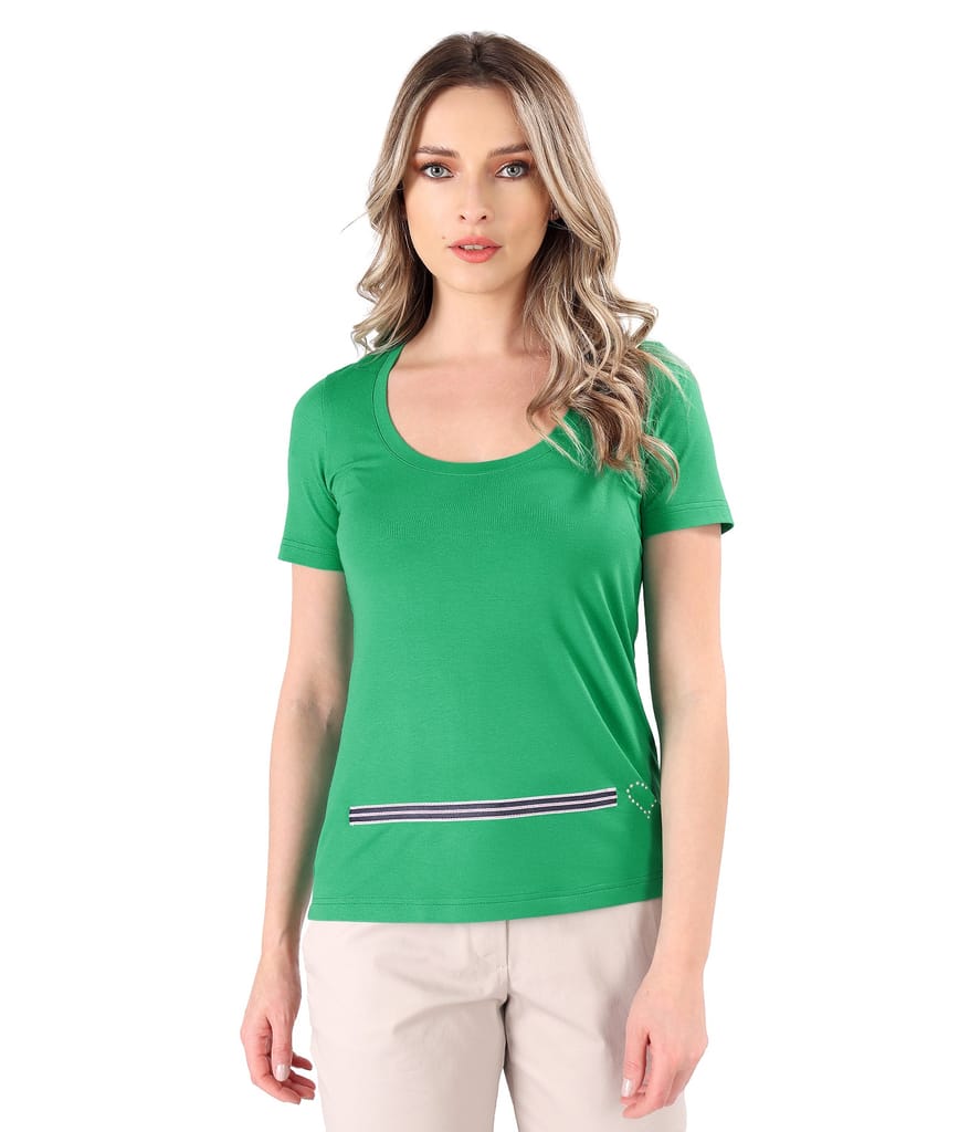 Bluza din jerse elastic fin cu banda de rips in talie