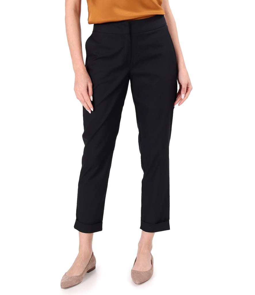 Pantaloni din bumbac elastic subtire cu buzunare pe fata