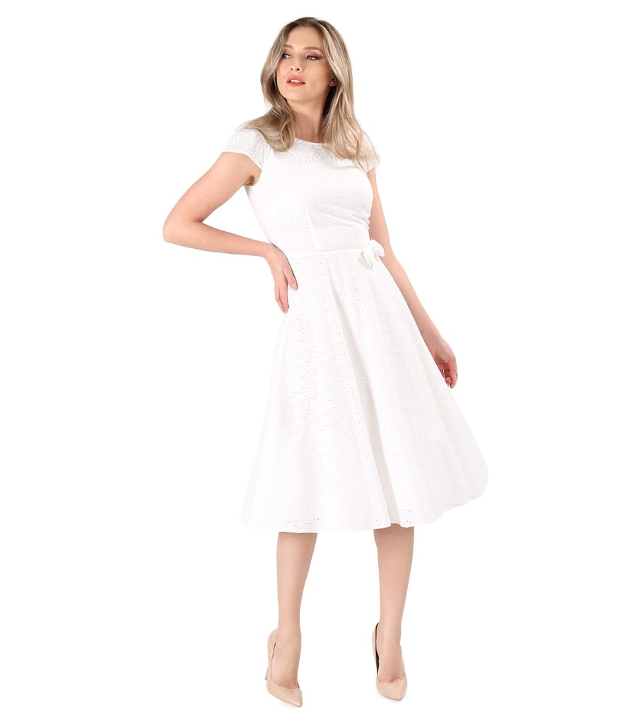 Rochie midi din broderie sparta de viscoza