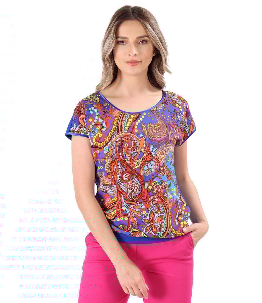 Bluza cu fata din viscoza imprimata digital cu lire