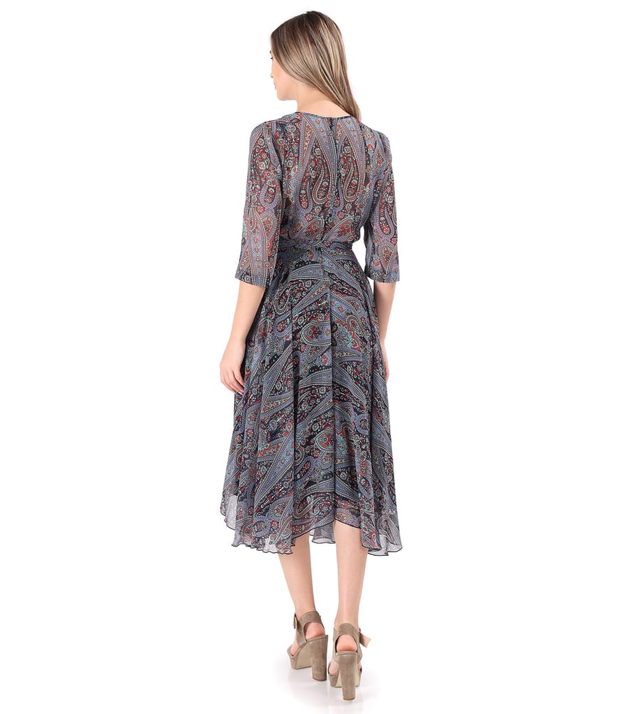 Rochie din voal imprimat cu motive paisley