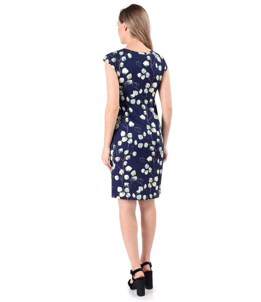 Rochie din jerse elastic imprimat cu motive florale
