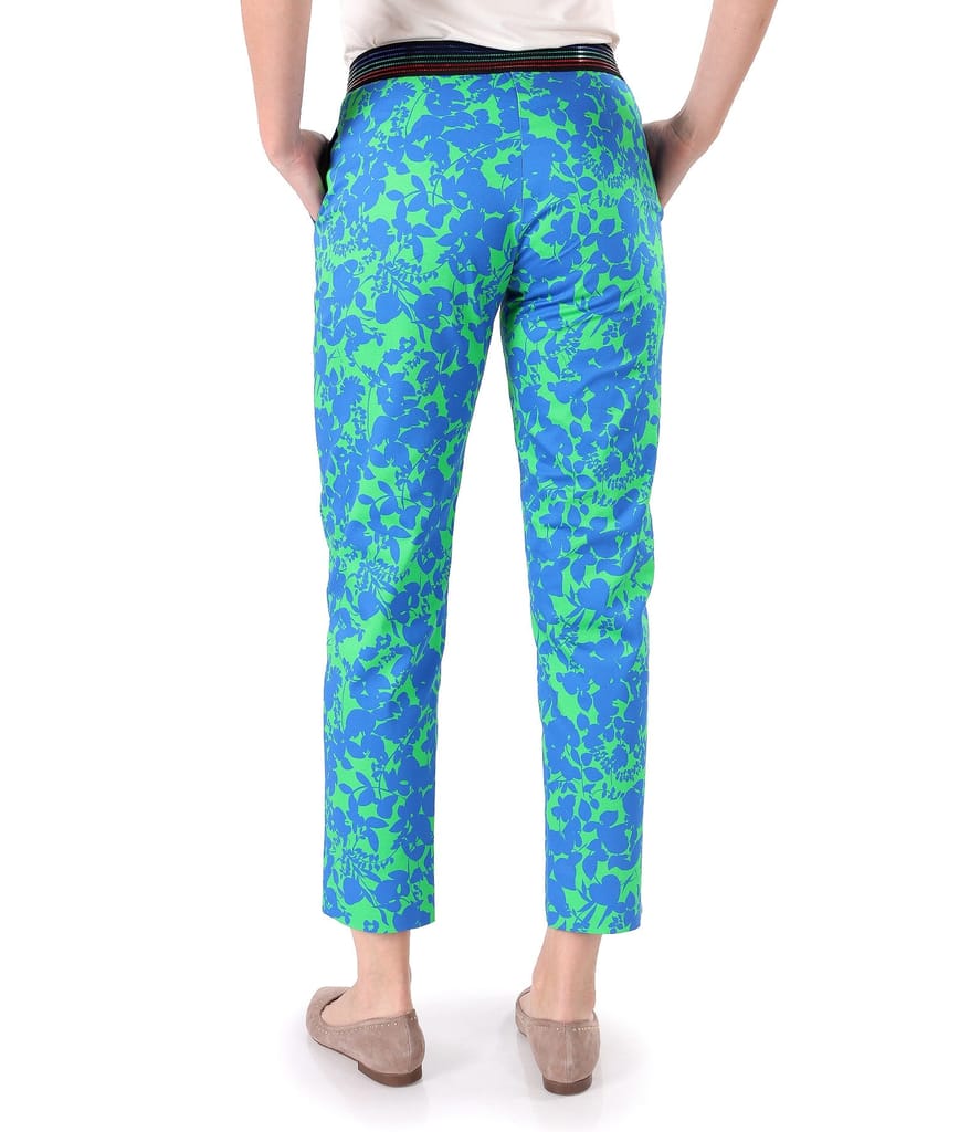 Pantaloni din bumbac elastic imprimat cu motive florale