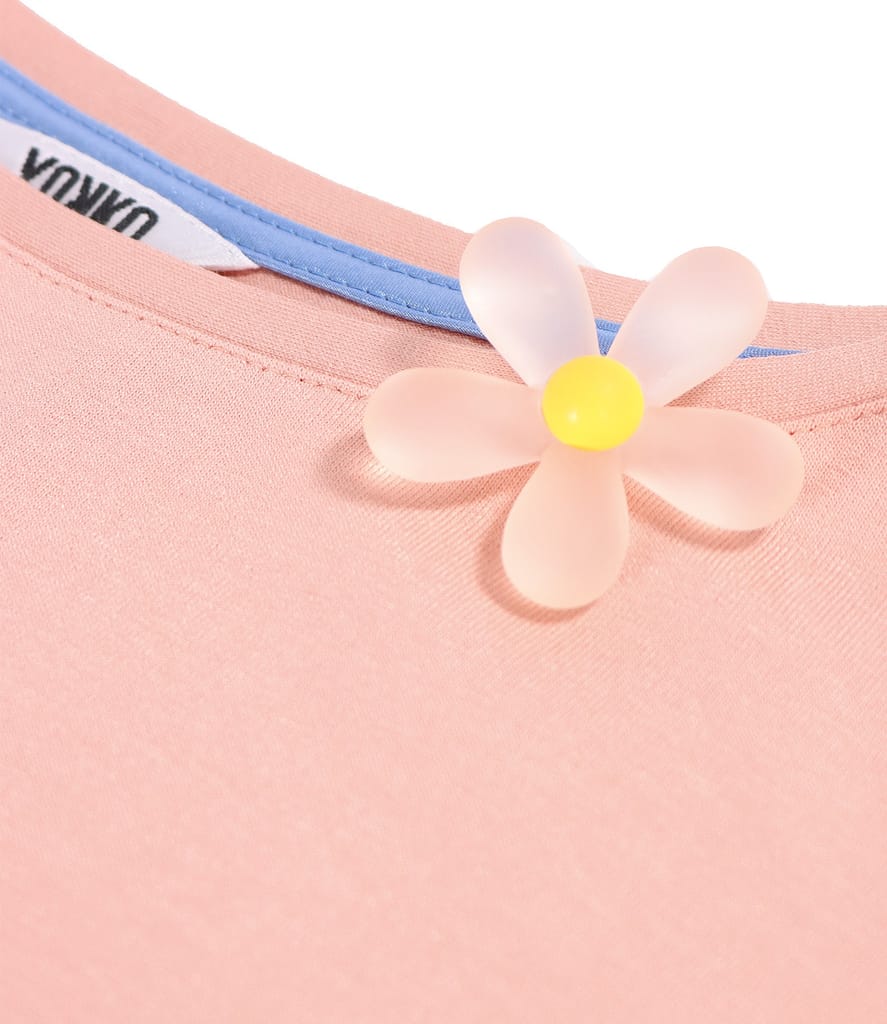 Bluza eleganta din jerse elastic cu floare la decolteu