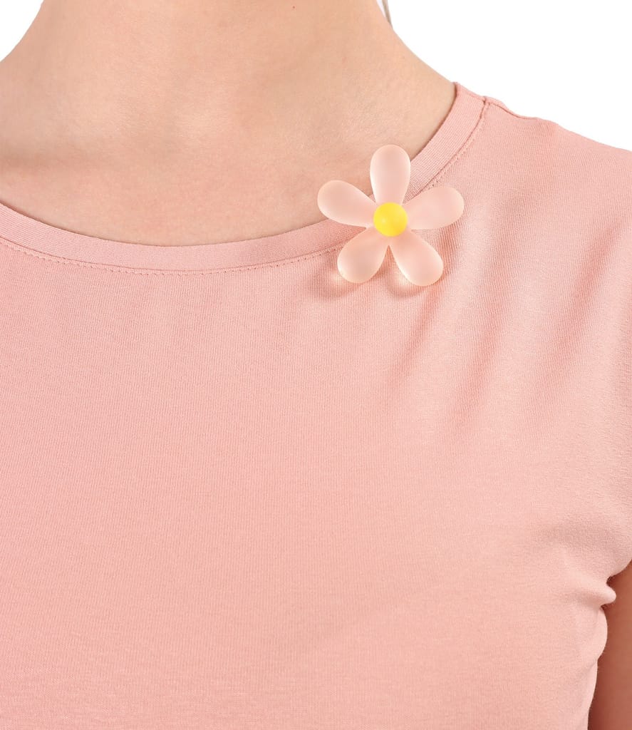 Bluza eleganta din jerse elastic cu floare la decolteu